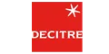 Logo rouge de Decitre avec étoile blanche, librairie française historique.